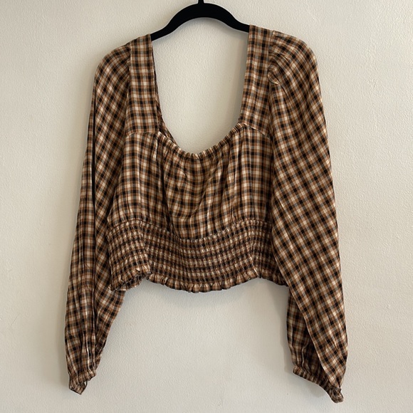B.P. Nordstrom Plaid Crop Long Sleeve Top | NWT | Size 1X - Picture 10 of 10